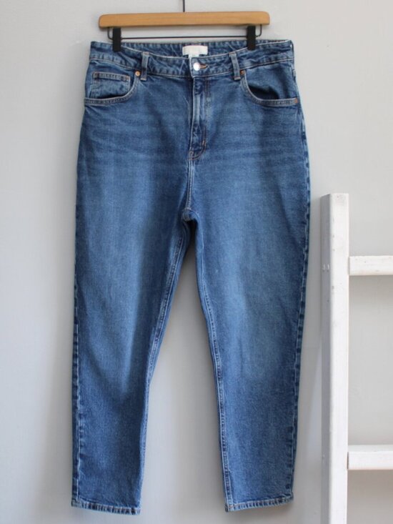 H&M Denim - H&M Mom Slim Fit High Waist Ankle Jeans Blue Cotton Denim Women's Size 14